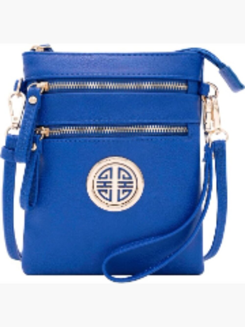 Faux Leather Crossbody Bag with Detachable Wristlet, 5 Pockets